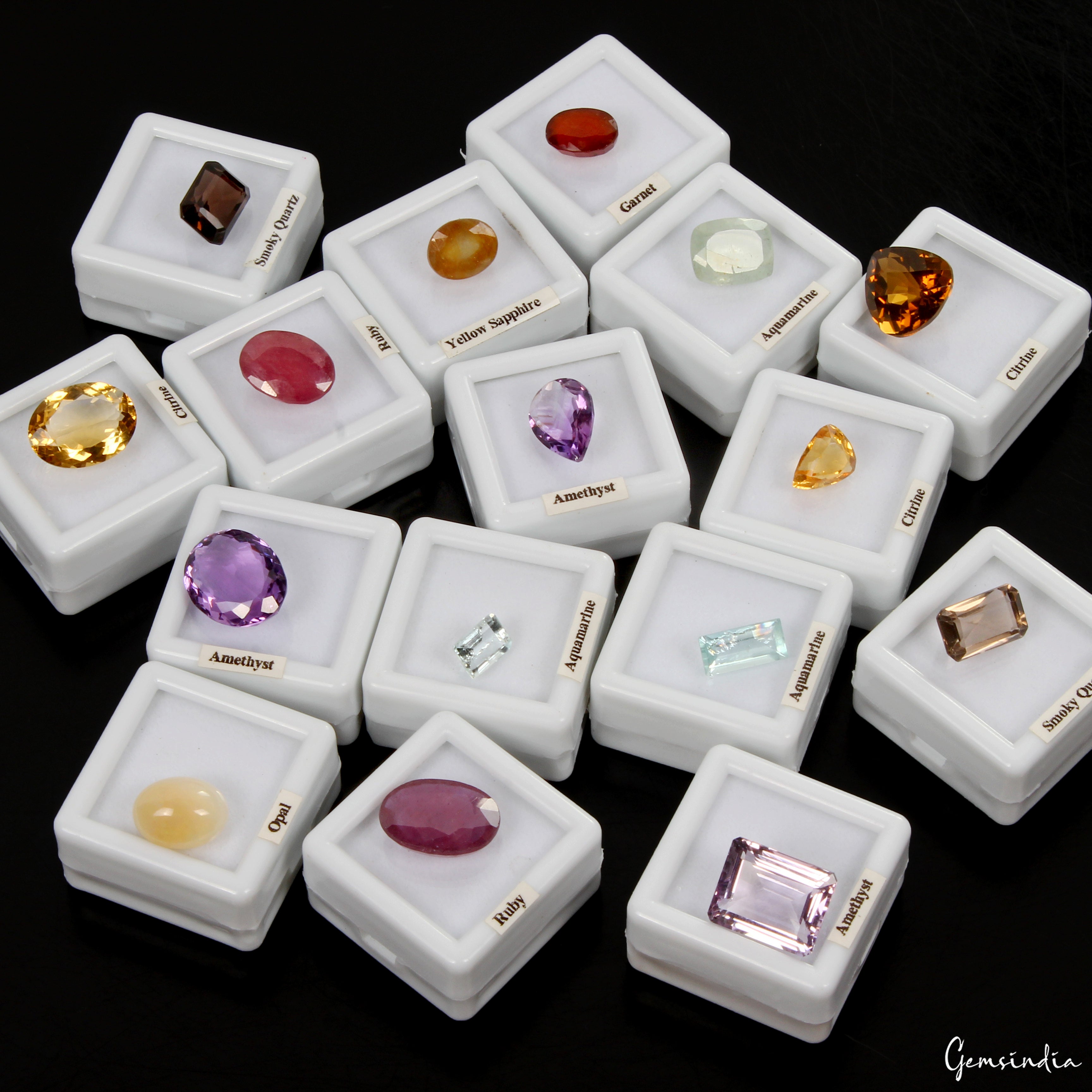 16 Pcs Estate Genuine Semi Precious Loose Mix Cut Jewelry Gemstones Collection