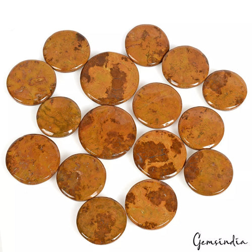 Agate Lot, Cabochon, Untreated, Yellow — 16 Pieces, 23mm to 32mm, 650 Ct, India