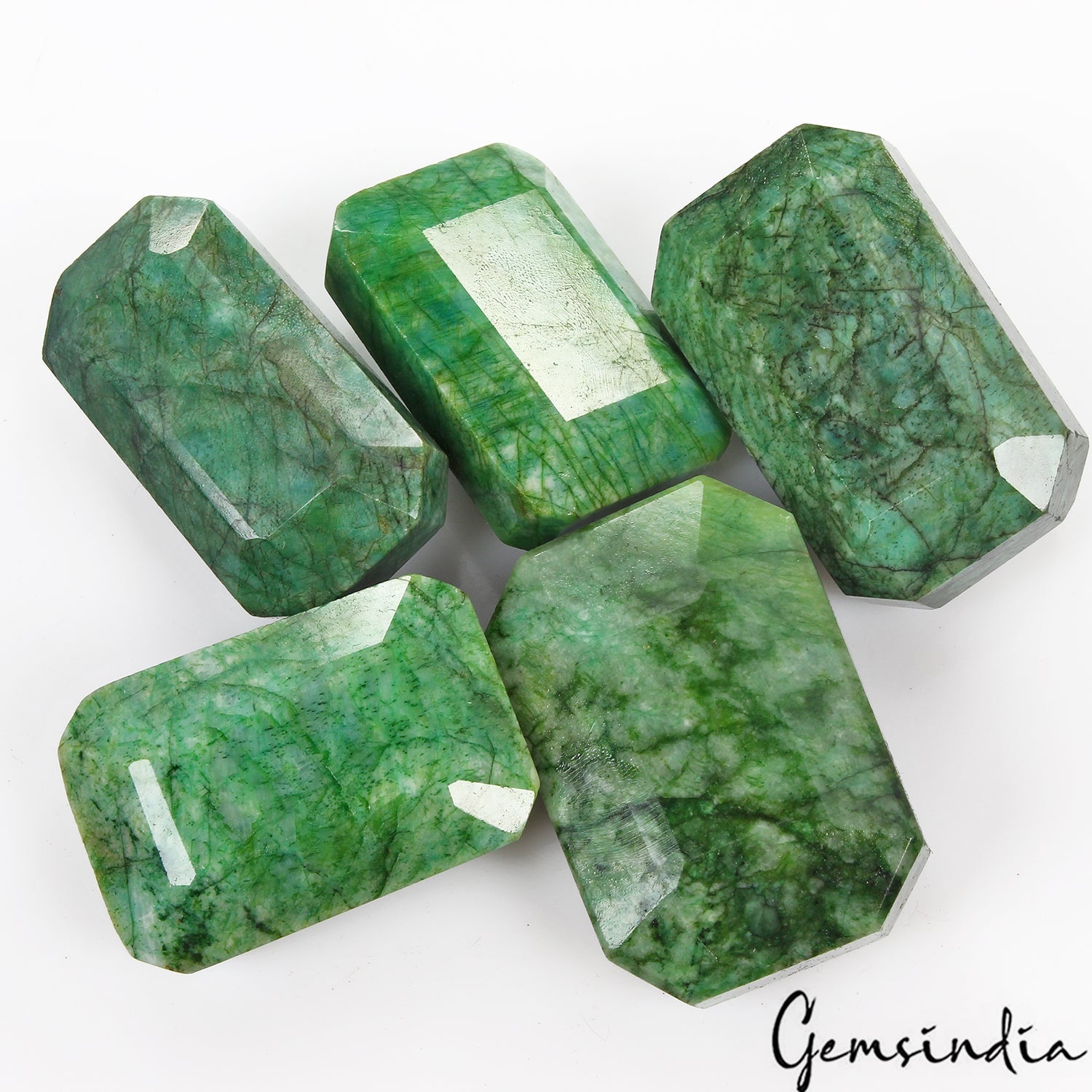 1600Ct Natural Green Emerald Octagon Cut Loose Earth mined 45-52mm Gemstones Lot