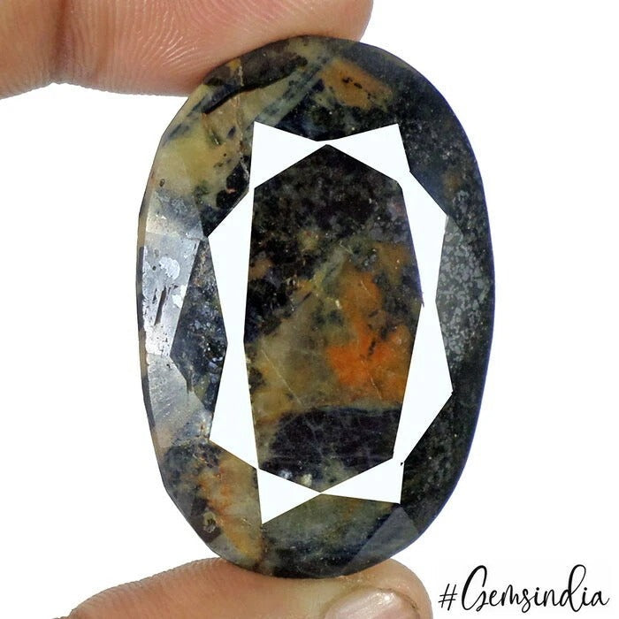 Natural Untreated Black Sapphire 241.70 Ct Oval Faceted Pendant Size Loose Gems