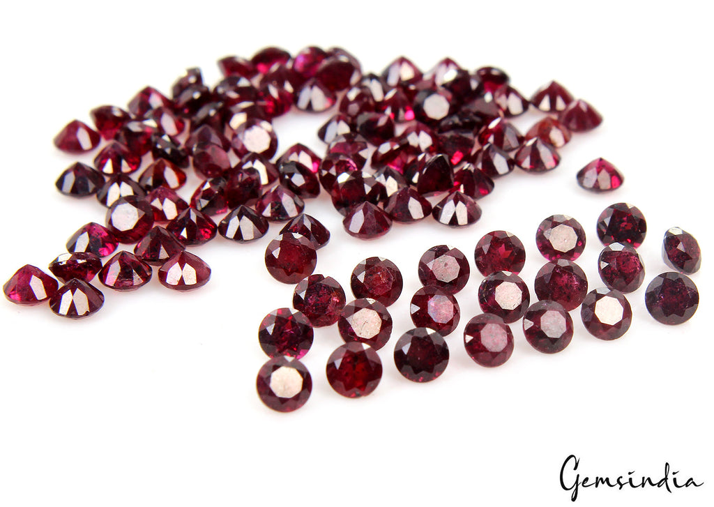 100Pcs Natural Mozambique Garnet 4mm Round Cut Loose Untreated Gemstones Lot