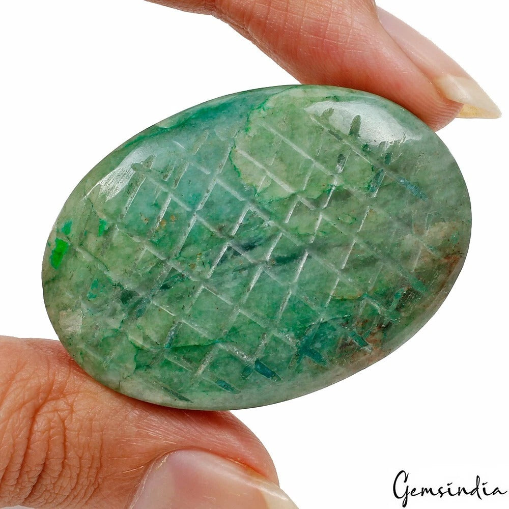 Brazilian Emerald Carving, Color Enhanced, Green — 44 x 30 x 15mm, 150.00 Ct, Brazil
