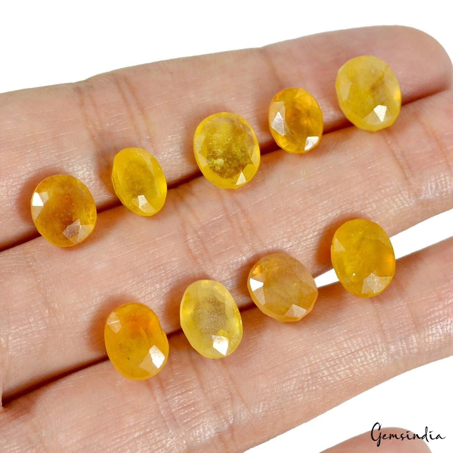 31.30 Cts/9 Pcs Natural Untreated Ceylon Yellow Sapphire (Pukhraj) Oval Cut Gems