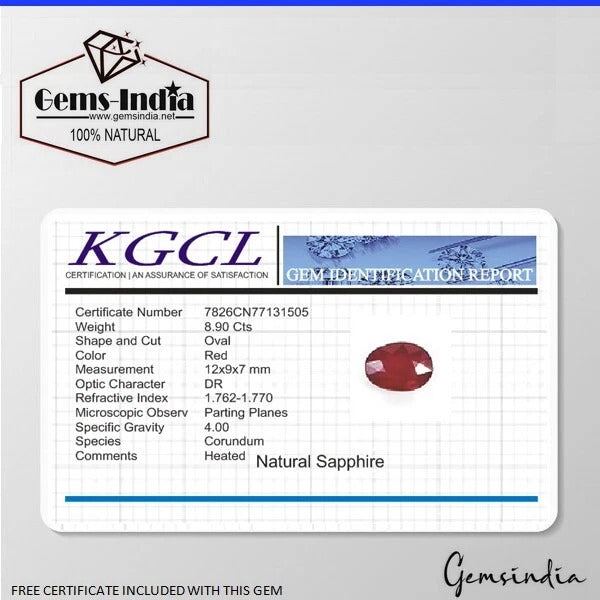 Ruby Loose Gemstone, Heated, Red — 12x9x7 mm, 8.90 Ct, Mozambique