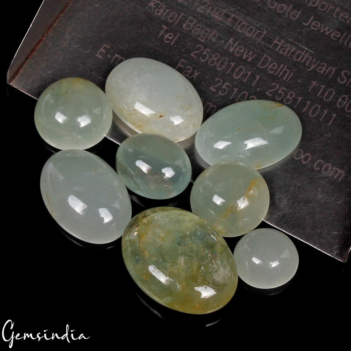 Green Beryl Lot, Cabochon, Untreated — 8 Pieces, 8mm to 16mm, 32.80 Ct, Brazil