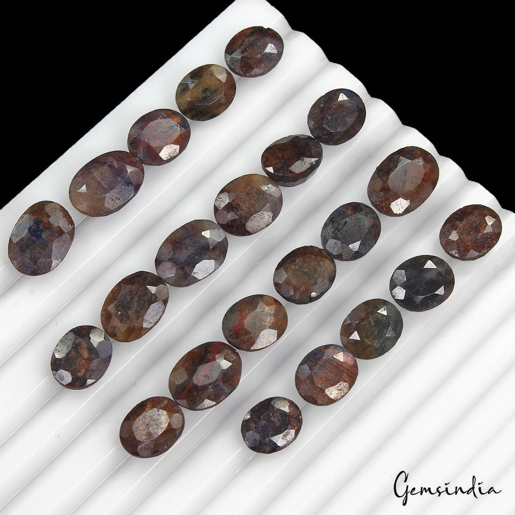 Blue Sapphire Lot, Loose Gemstone, Untreated, Brown — 22 Pieces, 11mm to 14mm, 141.30 Ct, Madagascar