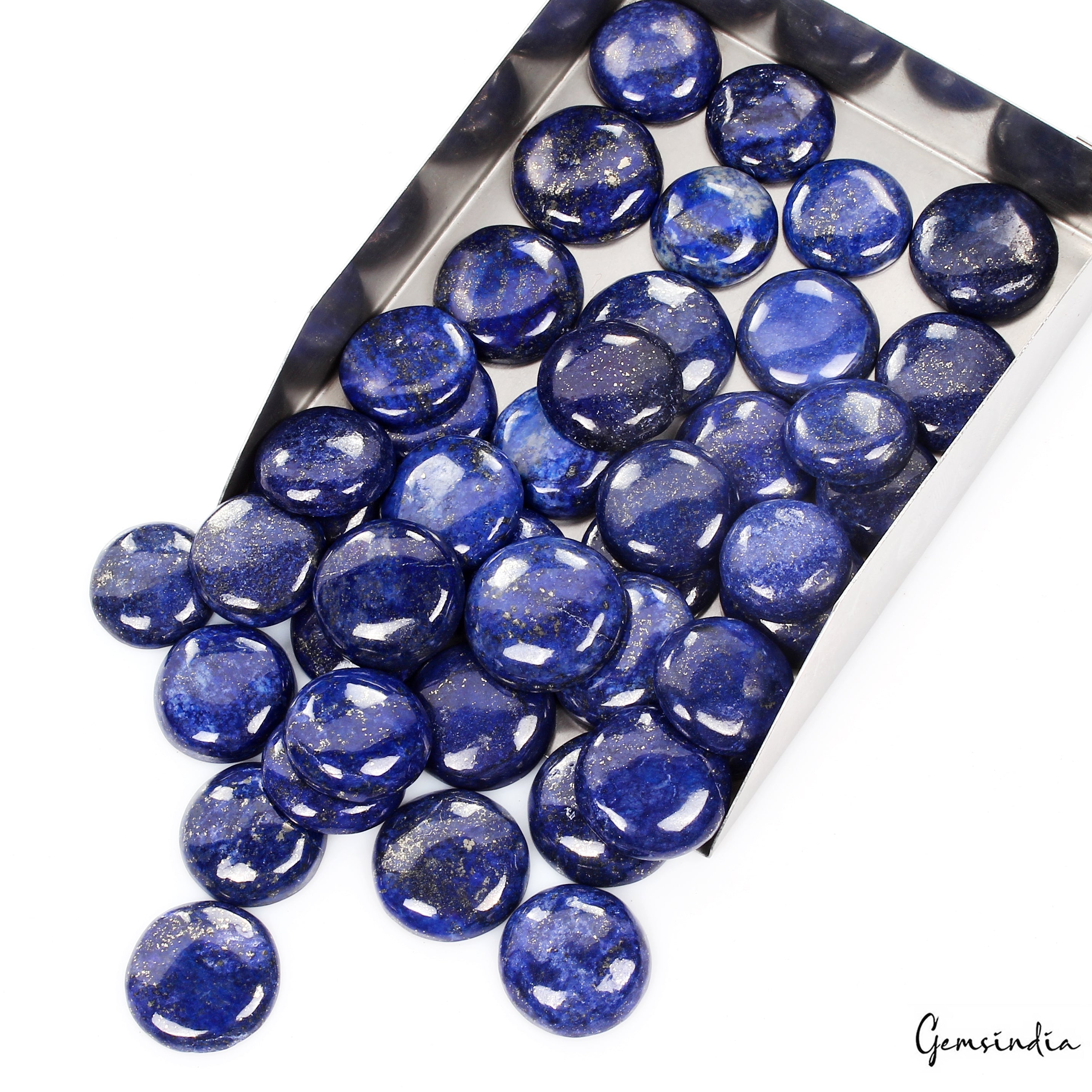 1000 Cts/43 Pcs Natural Blue Lapis Lazuli Gold Flecks Round Loose Wholesale Gems