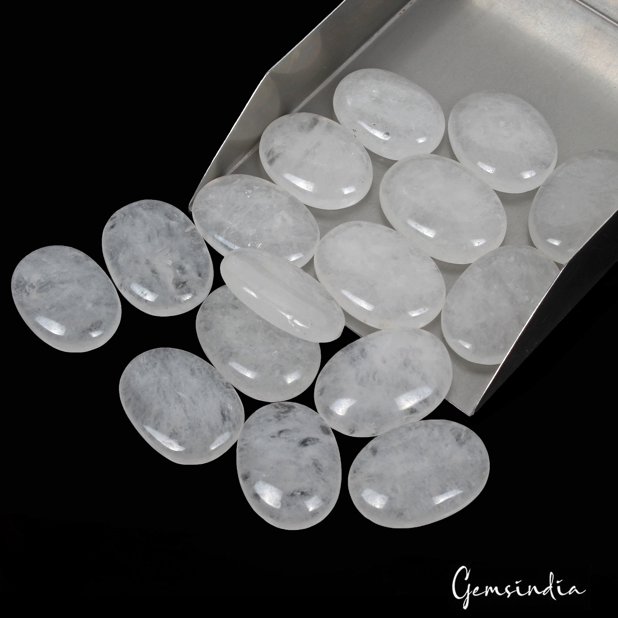 800 Ct Natural Untreated Quartz Oval Cabochon Healing Crystal Gemstone Lot 16 Pc