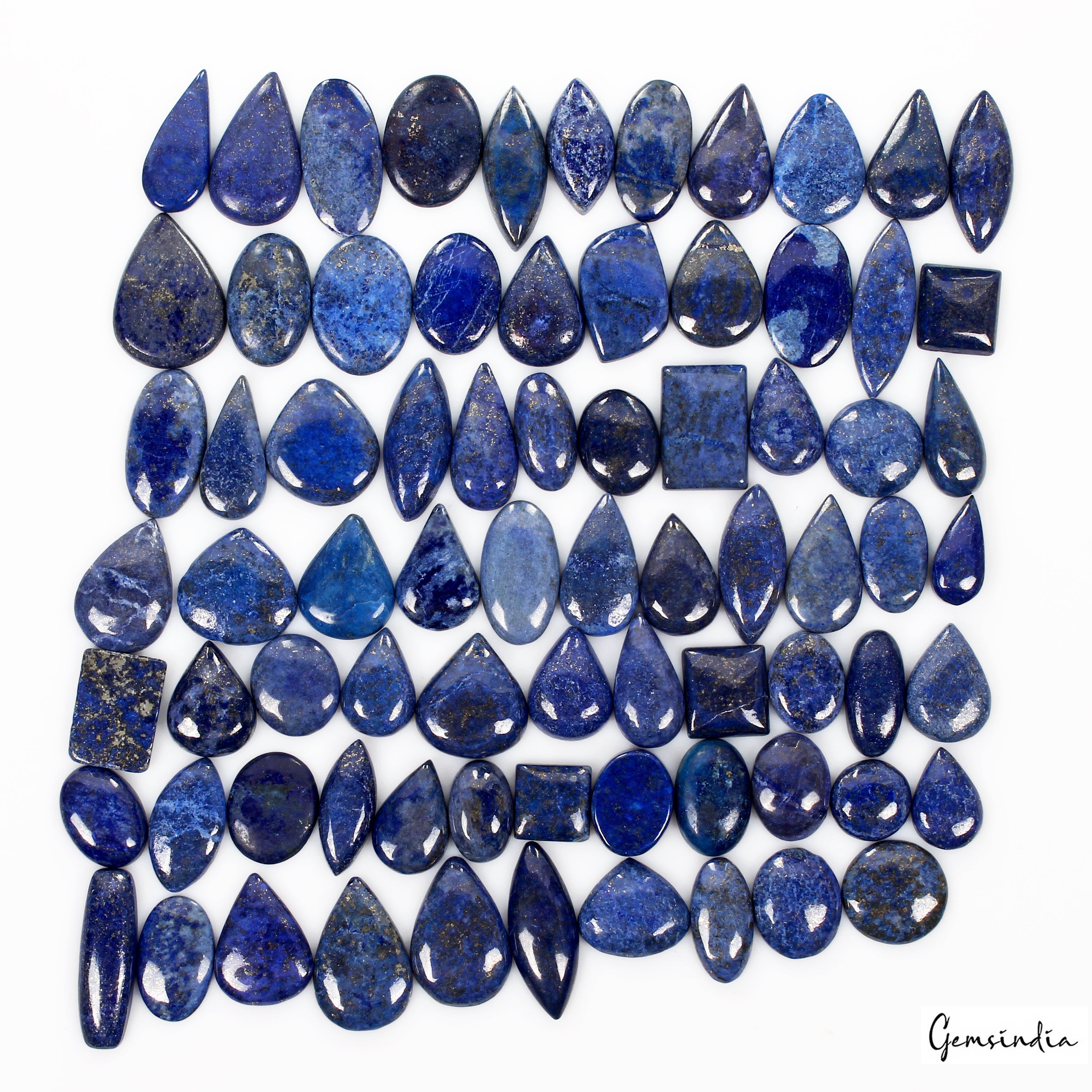 1830 Cts/76 Pcs Natural Blue Lapis Lazuli Gold Flecks Mix Loose Wholesale Gems