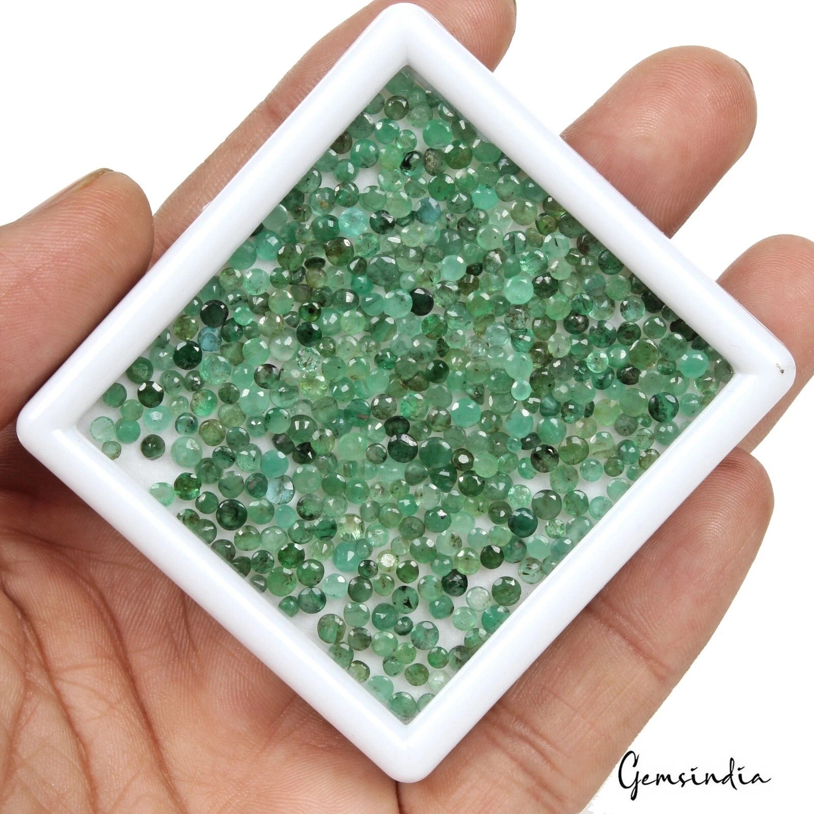36.50 Ct/400 Pcs Natural Colombian Green Emerald Round Cut Loose Gem For Jewelry