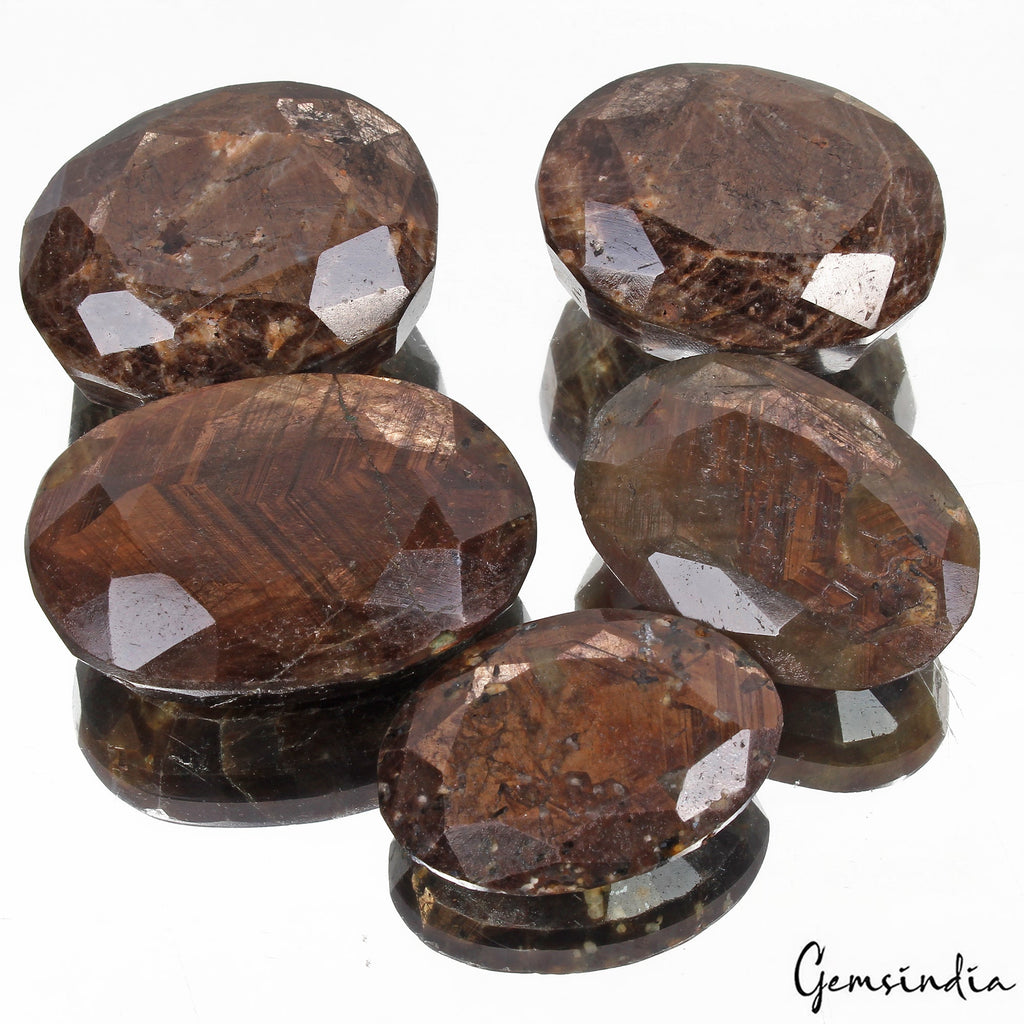 1400 Ct/5 Pcs Natural Untreated Brown Sapphire Oval Faceted Loose Wholesale Gems