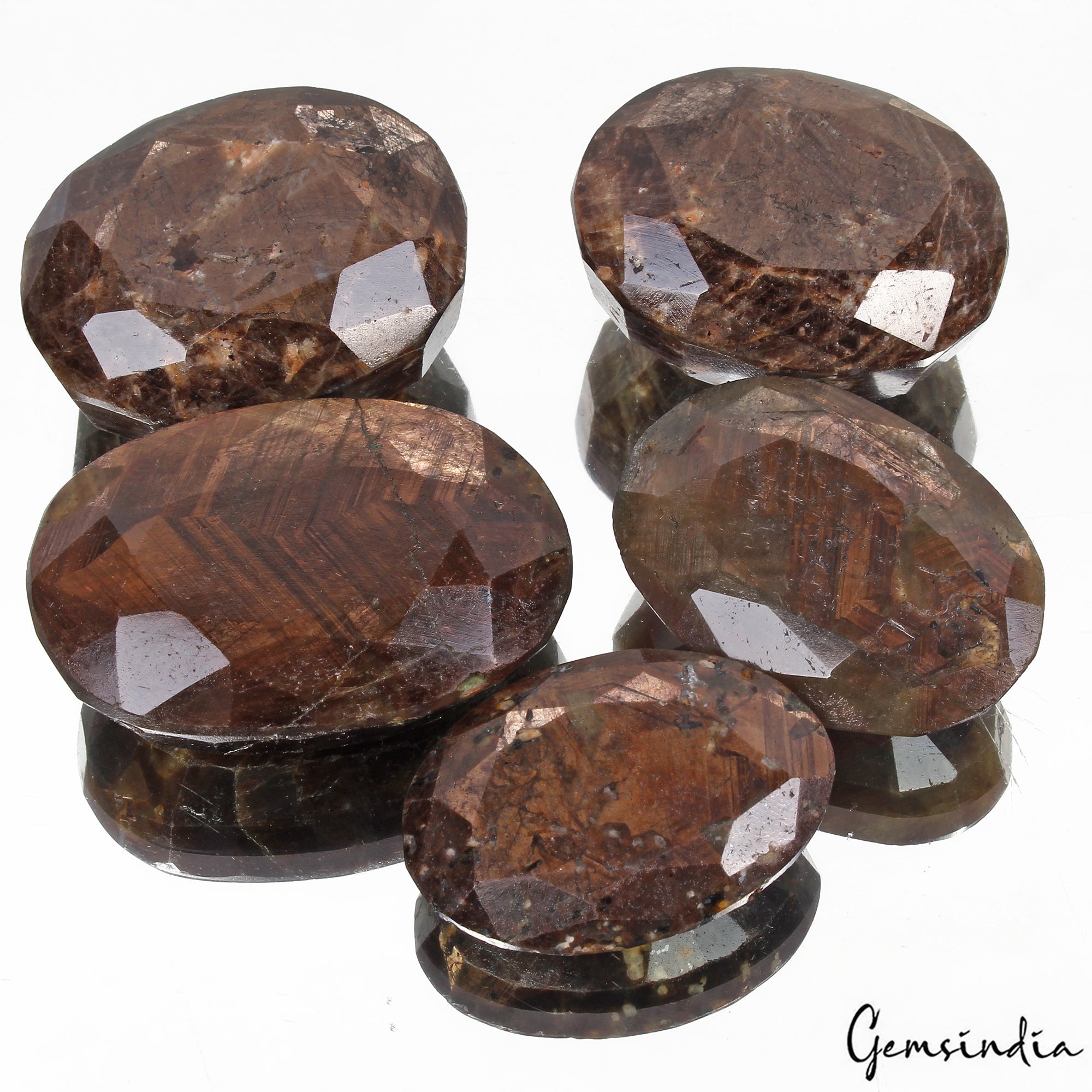 1400 Ct/5 Pcs Natural Untreated Brown Sapphire Oval Faceted Loose Wholesale Gems