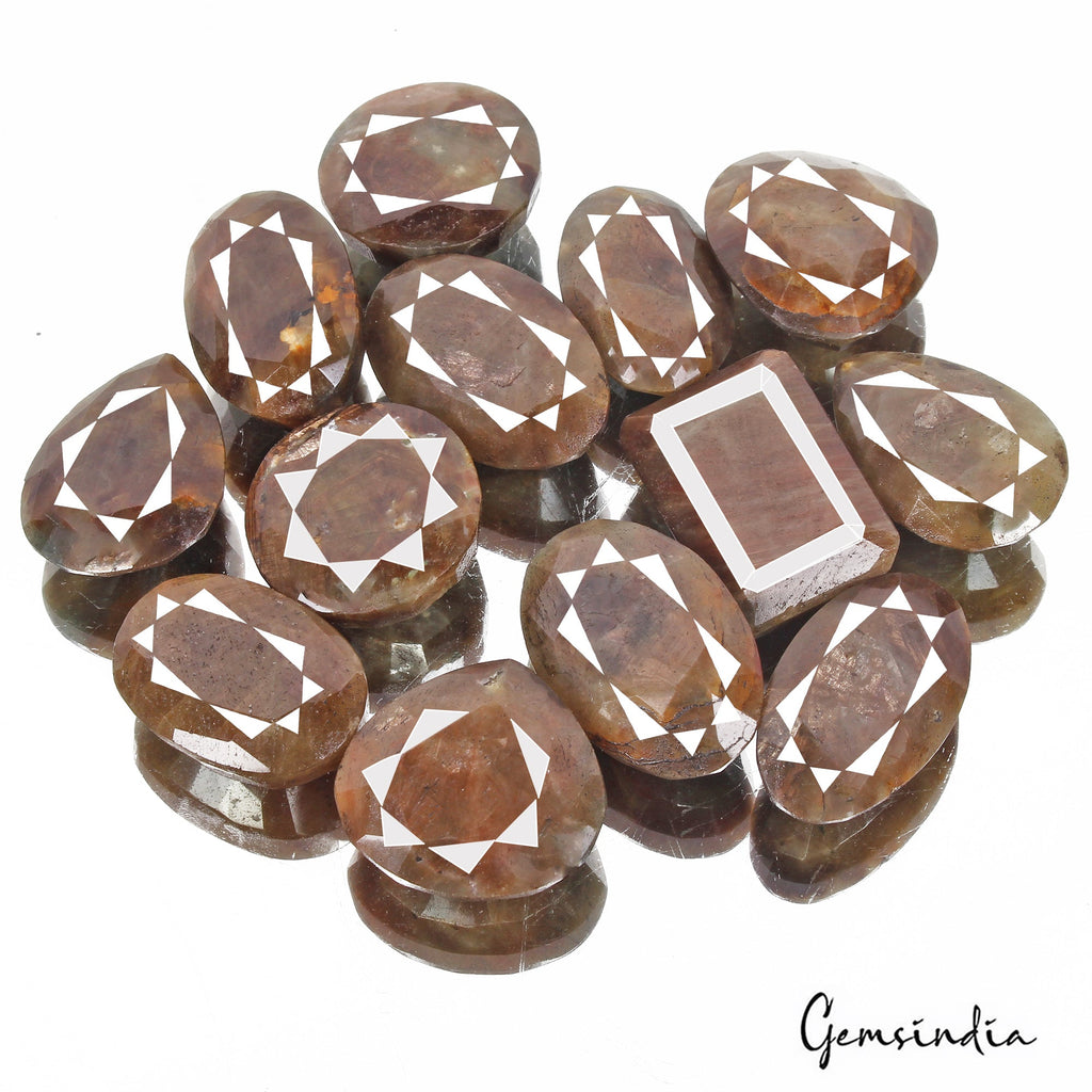 1830 Cts/13 Pcs Natural Untreated Brown Sapphire Mix Faceted Cut Wholesale Gems