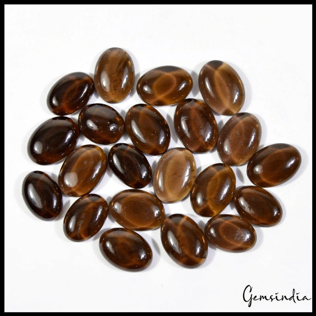 112 Ct/21 Pcs Natural Untreated Brown Smoky Quartz Oval Cab Gems For Jewelry