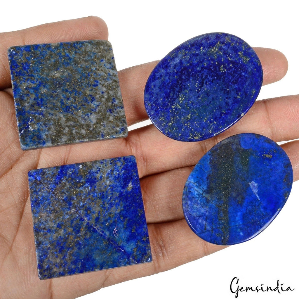 560 Cts/4 Pcs Natural Blue Lapis Lazuli Gold Flecks Mix Cab Loose Wholesale Gems