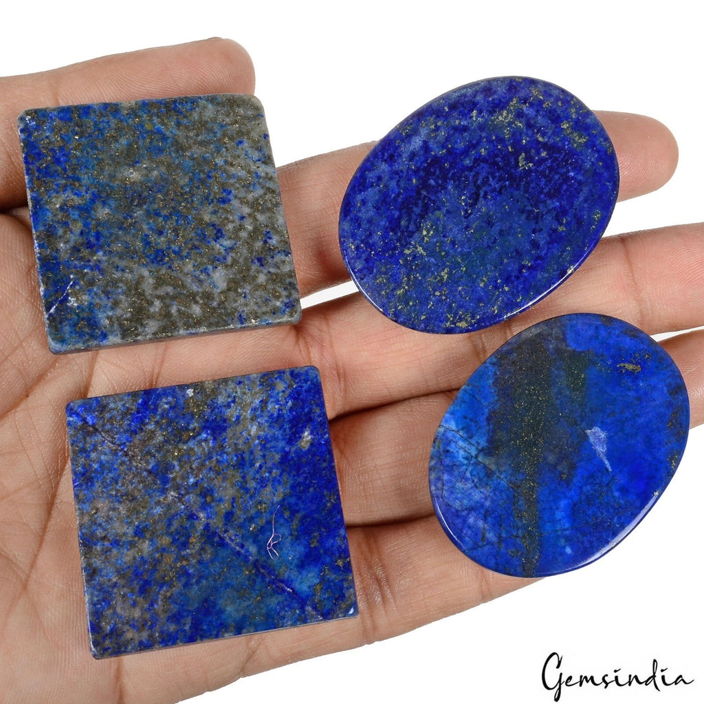 Lapis Lazuli Lot, Cabochon, Blue — 4 Pieces, 38mm to 46mm, 560 Ct, Afghanistan