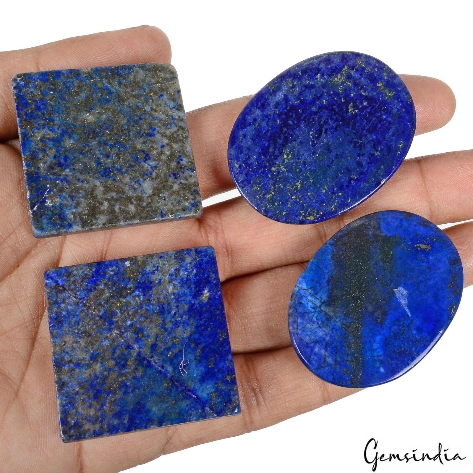 Lapis Lazuli Lot, Cabochon, Blue — 4 Pieces, 38mm to 46mm, 560 Ct, Afghanistan