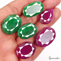 200 Ct Natural Red Beryl/Green Emerald Mix Cut Loose Gems For Jewelry 23-29mm