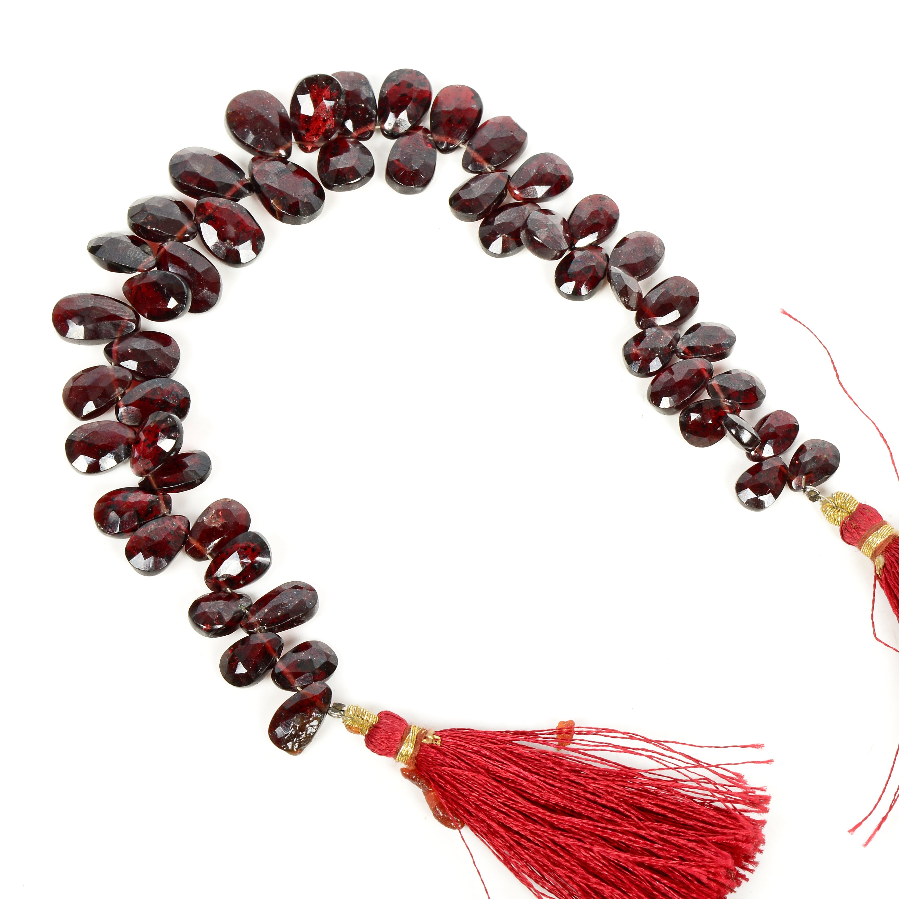 8" Natural Mozambique Garnet 9-13mm Drilled Briolettes Loose Gemstones Strand
