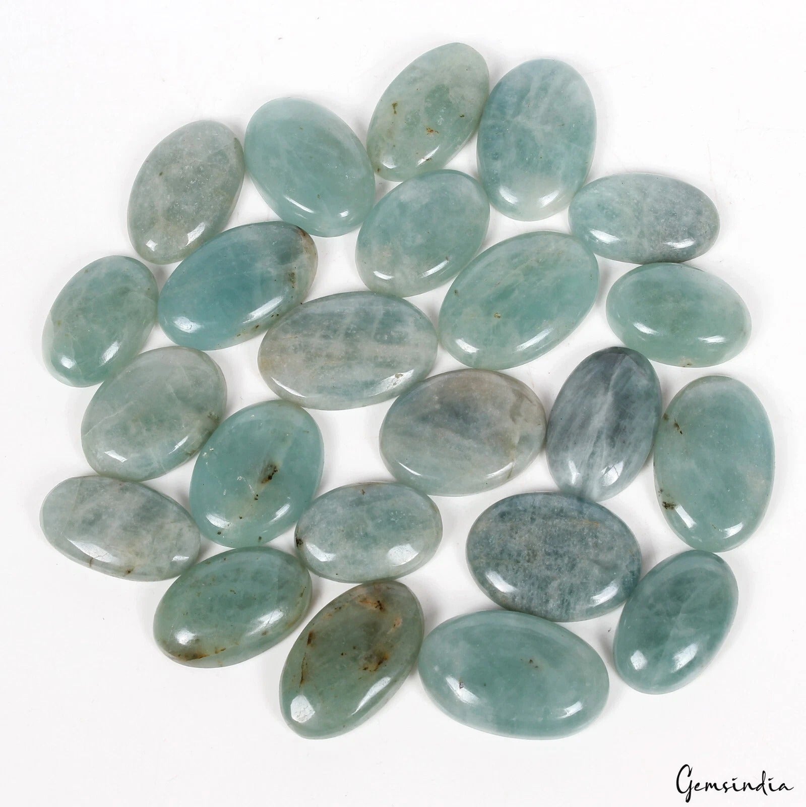 1060 Cts/23 Pcs Natural Untreated Blue Beryl Aquamarine Oval Cab Loose Gems Lot