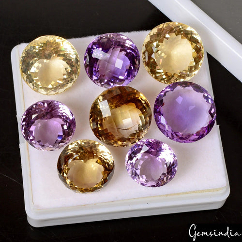 Amethyst Loose Gemstone, Untreated, Purple & Yellow — 15mm to 19mm, 183.10 Ct, Brazil