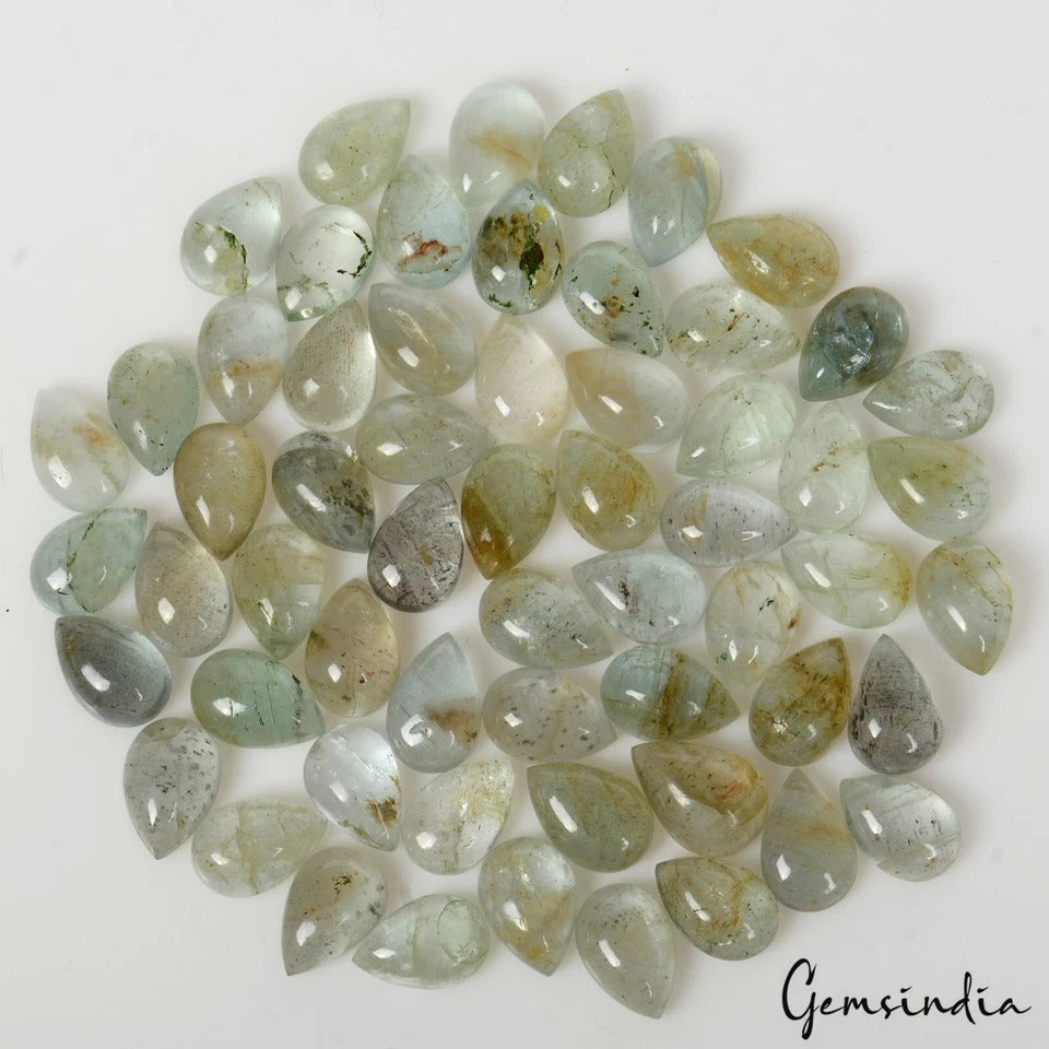 182.40 Cts Natural Blue Green Aquamarine Pear Cab 11mm-12mm Jewerlry Gemstones