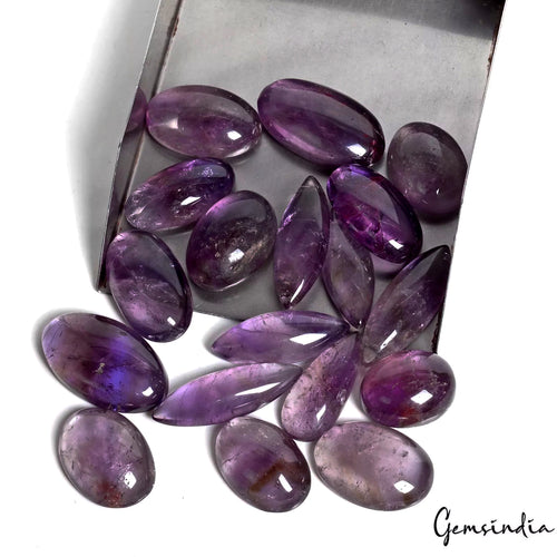 Amethyst Lot, Cabochon, Untreated, Purple — 18 Pieces, 23mm to 39mm, 700 Ct, Madagascar