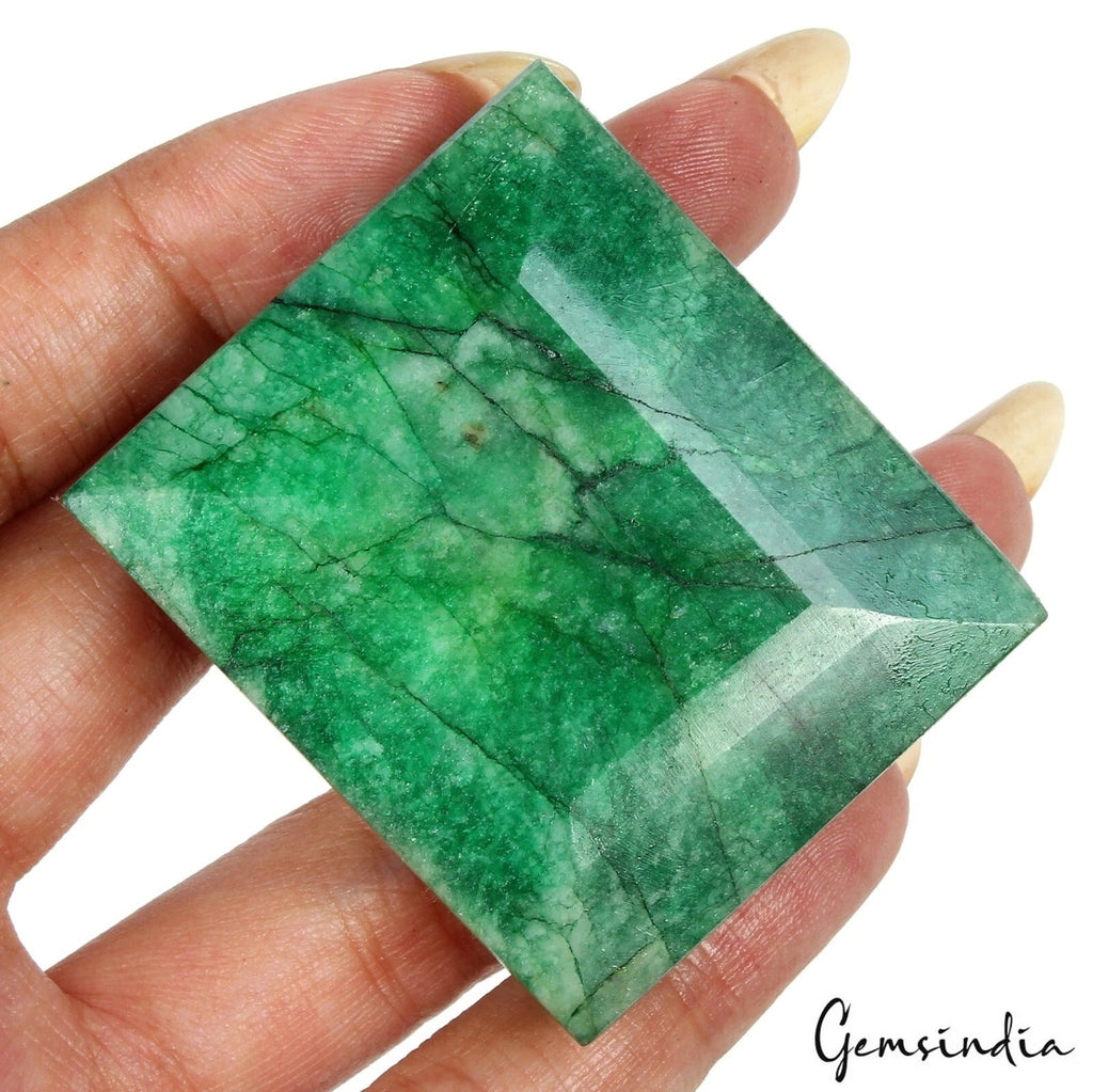 420 Ct Natural Green Brazilian Emerald Rectangular Faceted Earth Mined Loose Gem