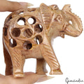 Hand Carved Elephant with Baby Inside Double Elephant Soapstone Figure ~ 1220 Ct