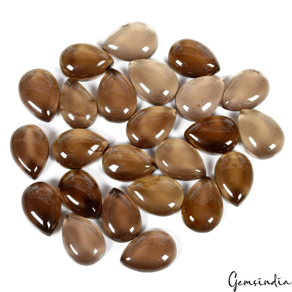 120 Ct/24 Pcs Natural Untreated Smoky Quartz Pear Cab Calibrated 13x9mm Gems Lot
