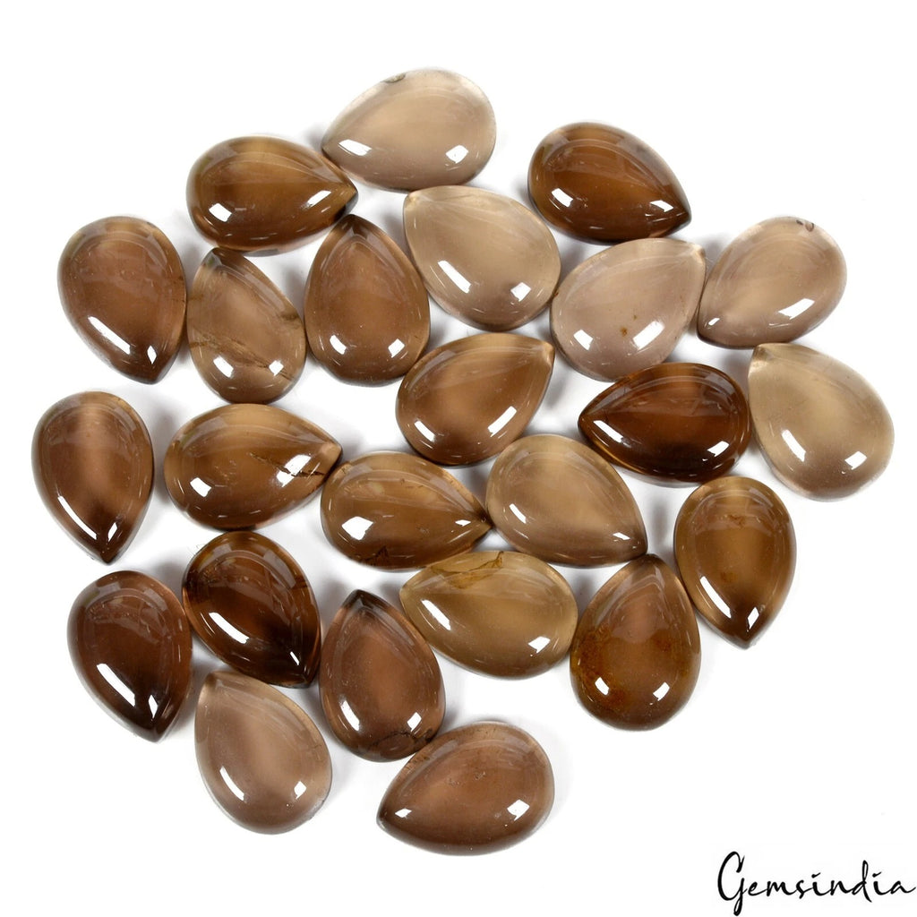 Smoky Quartz Lot, Cabochon, Untreated — 24 Pieces, 13x9mm, 120.00 Ct