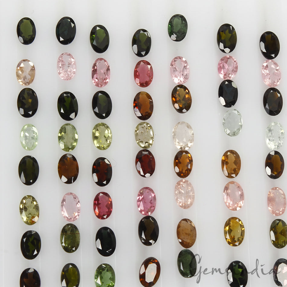 24.00 Cts Excellent Oval Cut Natural Multi Color Tourmaline 57 Pcs Loose Gems