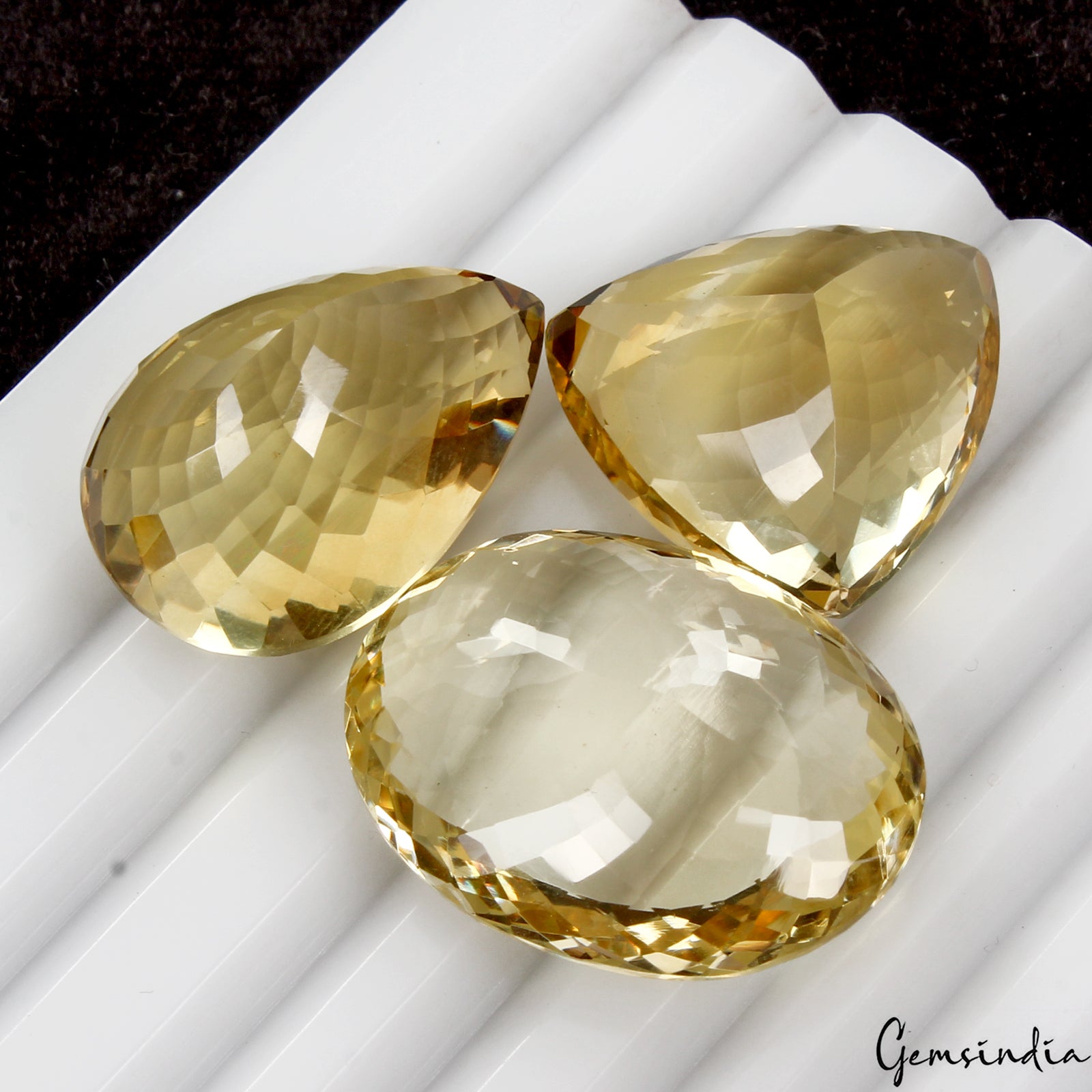 Citrine Lot, Loose Gemstone, Untreated, Yellow — 3 Pieces, 20mm to 26mm, 91.80 Ct, Brazil