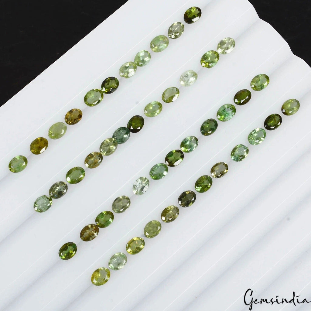 7.30 Ct/47 Pcs Natural Mint Green Color Tourmaline Oval Calibrated 4x3mm Gem Lot