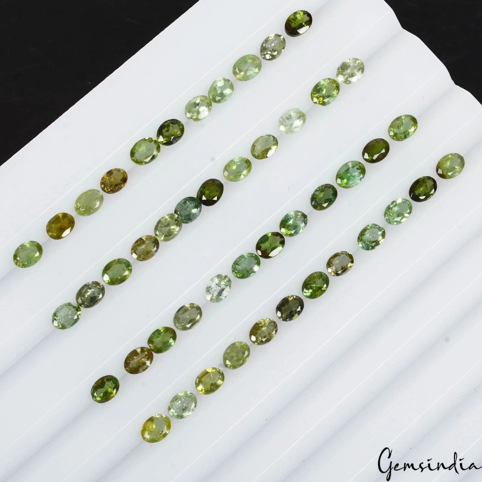 7.30 Ct/47 Pcs Natural Mint Green Color Tourmaline Oval Calibrated 4x3mm Gem Lot