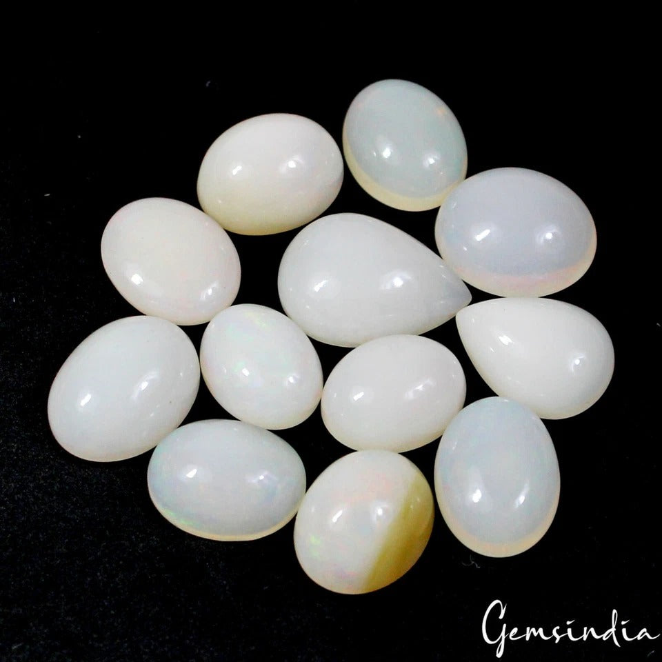 Opal Lot, Cabochon, Untreated — 12 Pieces, 10mm to 14mm, 29.50 Ct, Australia