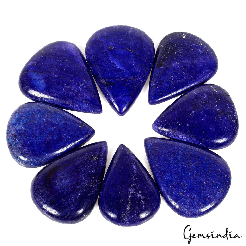 1040 Ct Natural Blue Lapis Lazuli Pear Cab Loose Gemstone Lot 8 Pcs For Jewelry