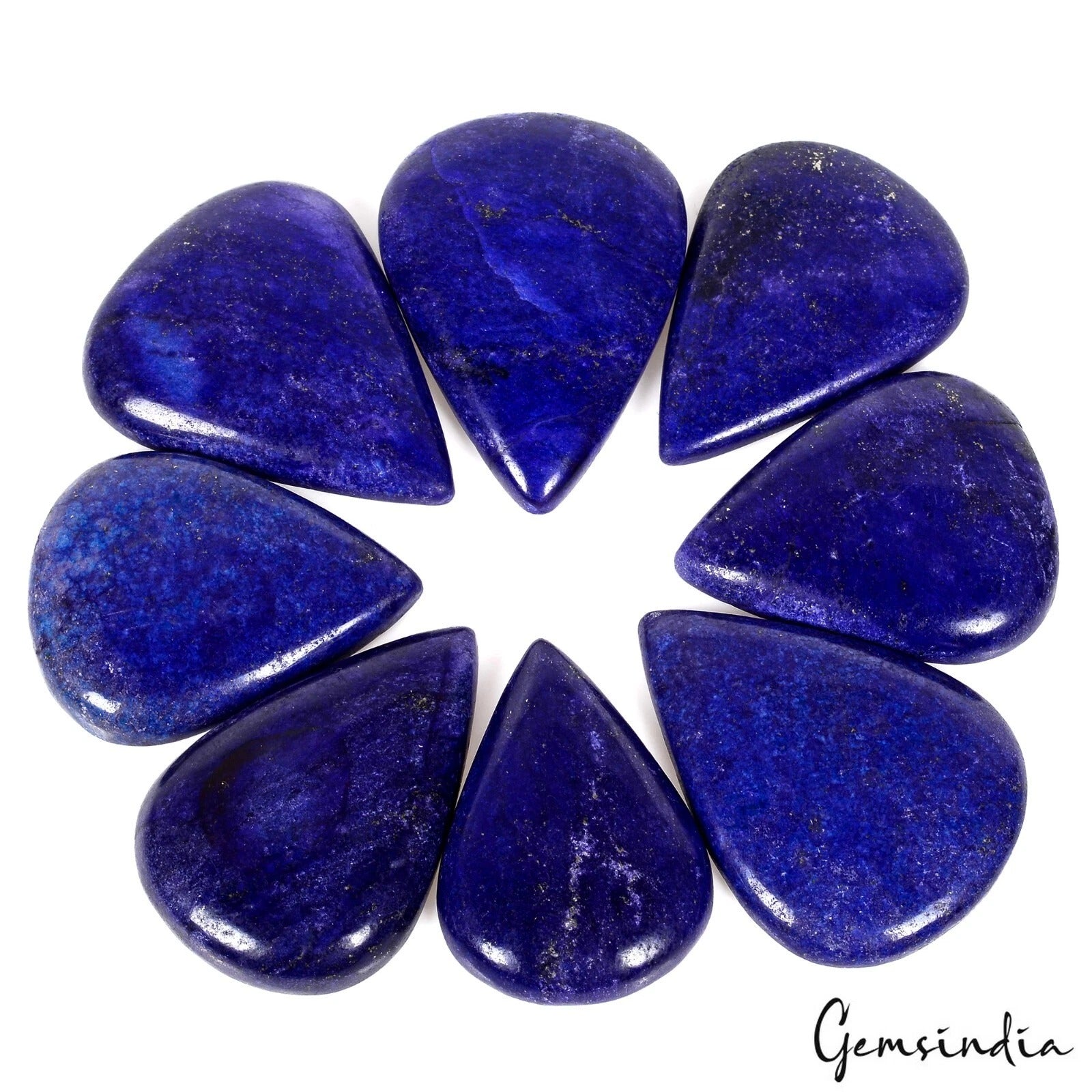 1040 Ct Natural Blue Lapis Lazuli Pear Cab Loose Gemstone Lot 8 Pcs For Jewelry