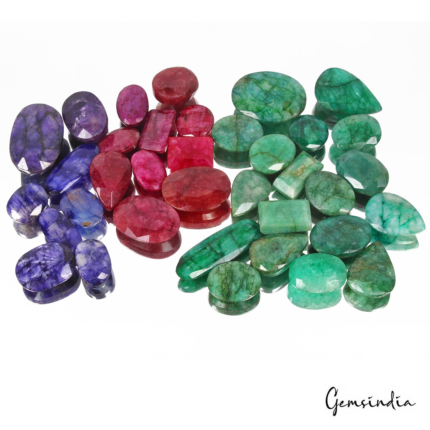 Blue Beryl Lot, Loose Gemstone, Color Enhanced, Red — 36 Pieces, 16mm to 39mm, 1000 Ct