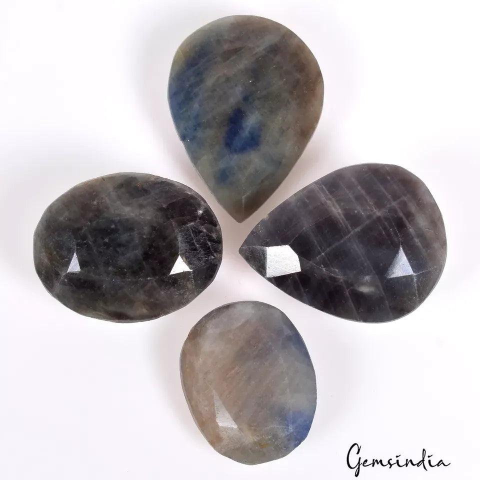 Certified 241.80 Ct/4Pcs Natural Untreated Blue Gray Sapphire Mix Cut Loose Gems