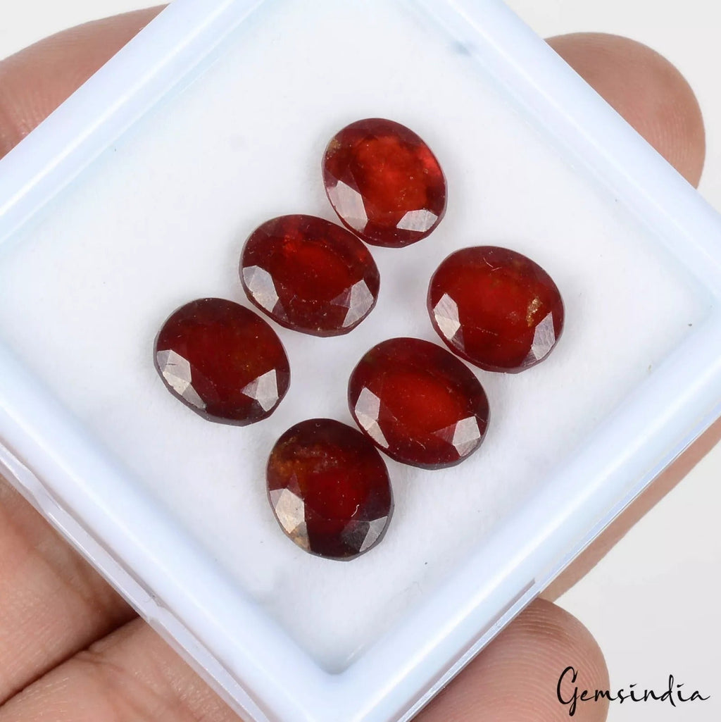 18.90Ct/6 Pc Natural Untreated Brown Hessonite Garnet Oval Calibrated 9x7mm Gems