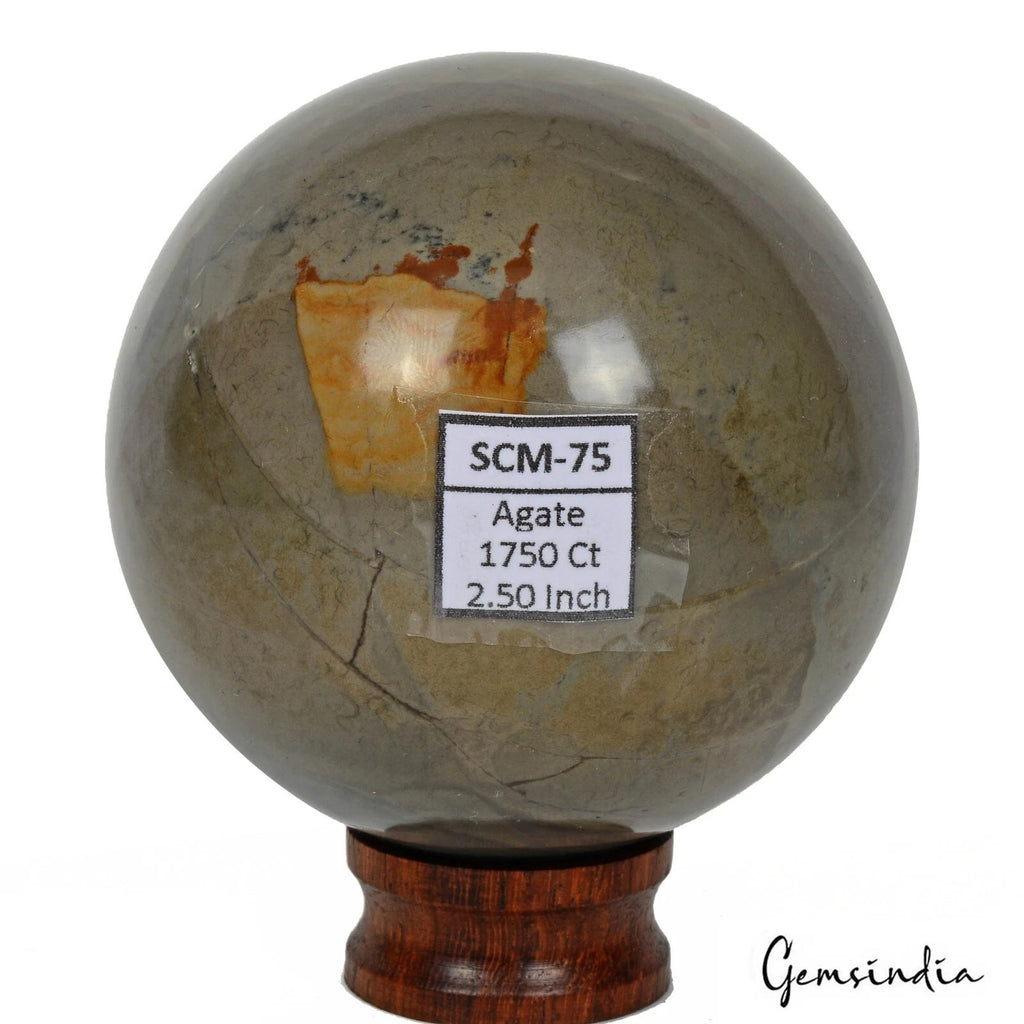 Agate Sphere, Untreated — 2.5 Inch, 0.35 Kg (1750 Ct), Madagascar