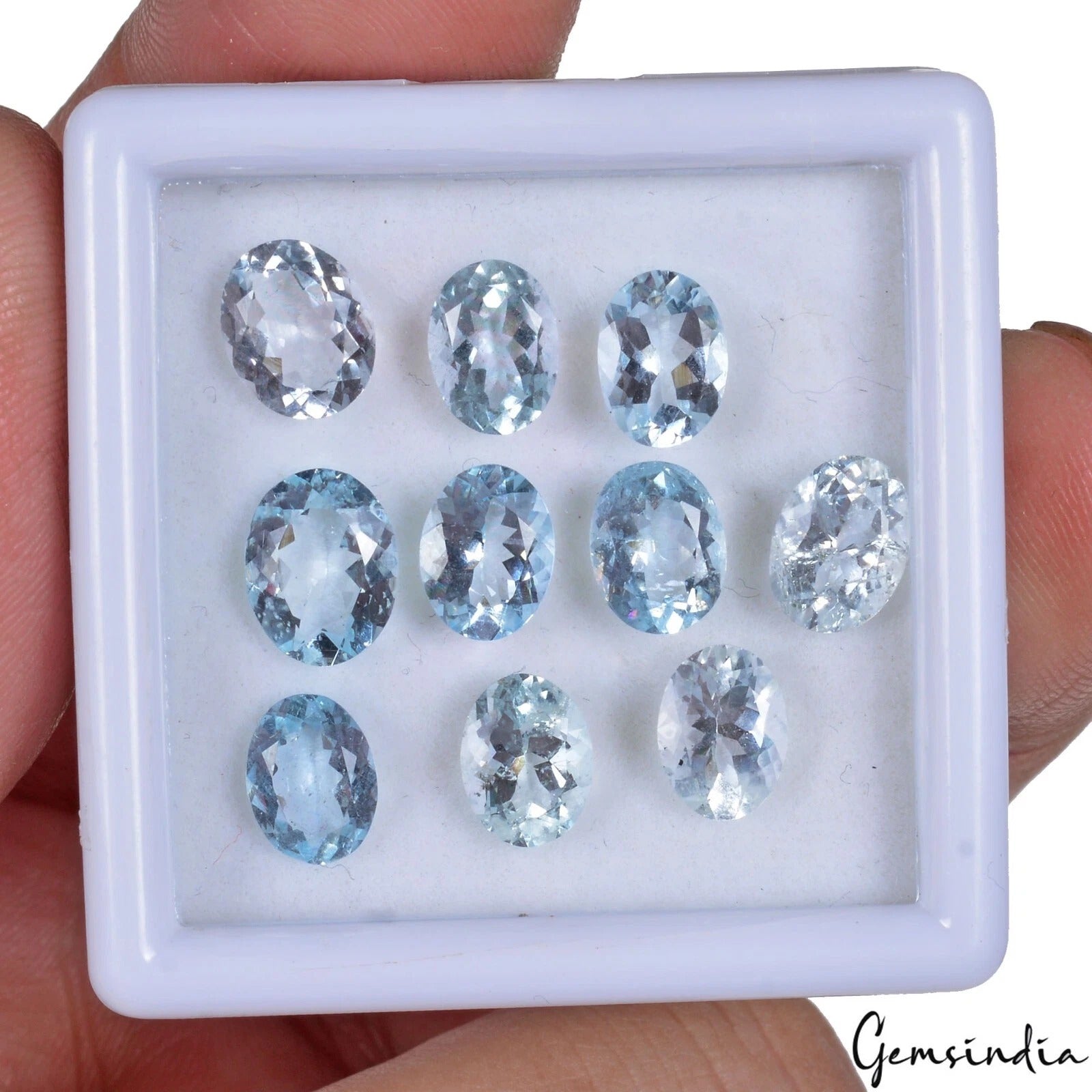Aquamarine Lot, Loose Gemstone, Untreated, Blue — 10 Pieces, 8x6mm, 11.10 Ct, Brazil