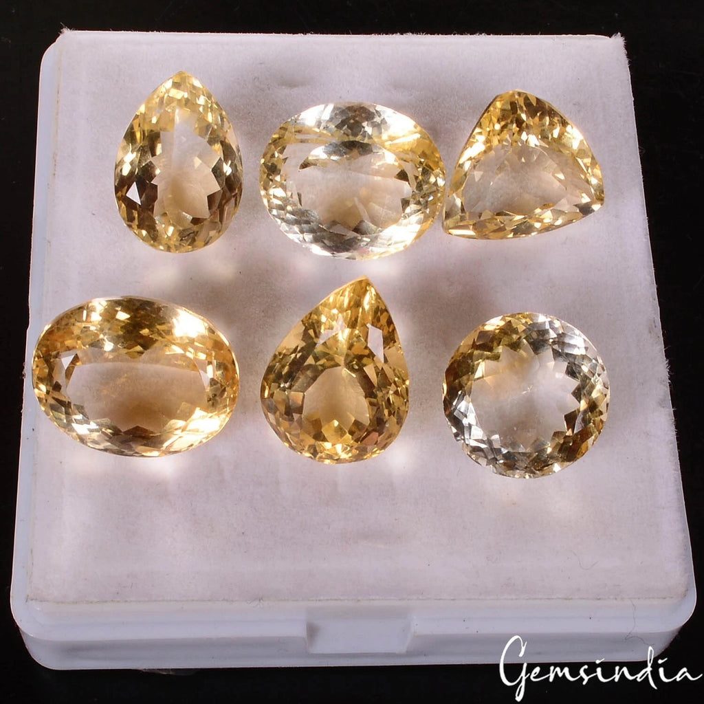 Citrine Loose Gemstone, Oval, Pear, Trillion Faceted Cut, Untreated — 14mm to 17mm, 83.90 Ct, Brazil