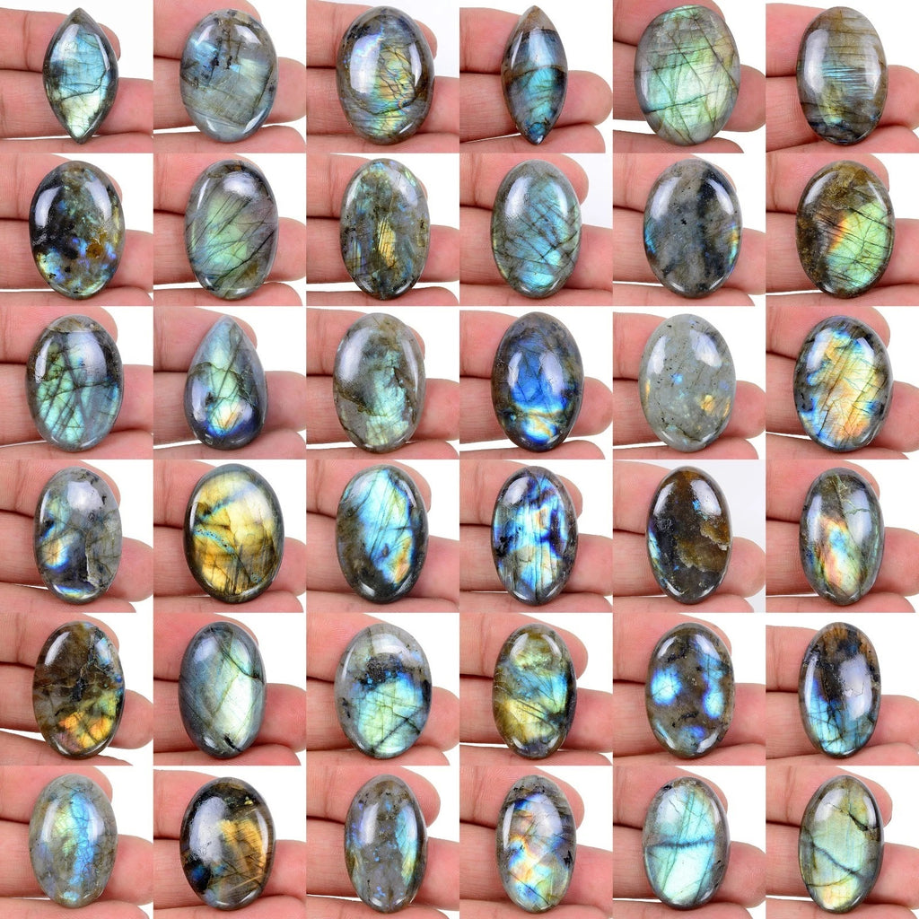Labradorite Lot, Cabochon — 36 Pieces, 30mm to 38mm, 1500 Ct