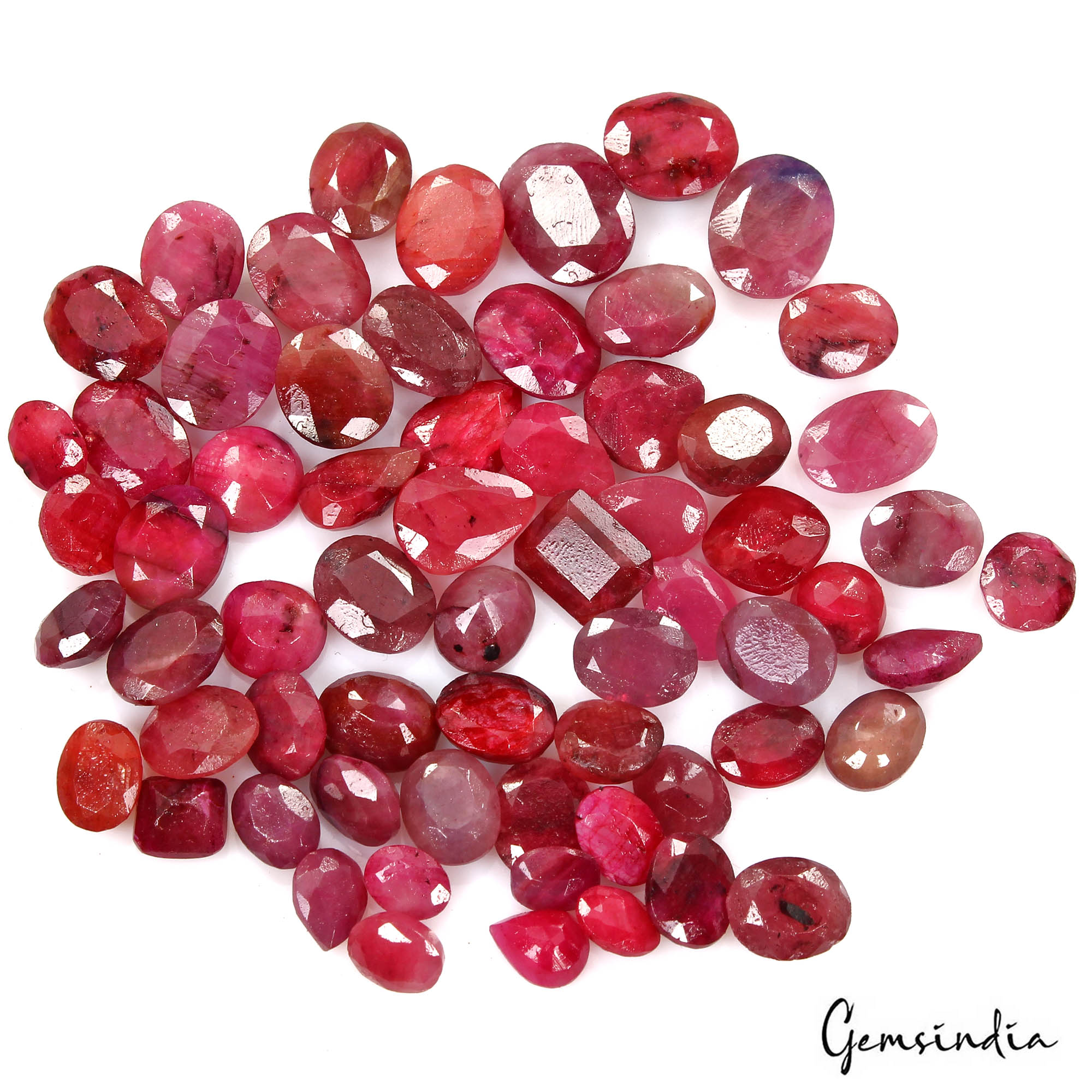 Superb Wholesale 184.60 Cts/64 Pcs Natural Red Ruby Mix Cut Gems Lot For Jewelry