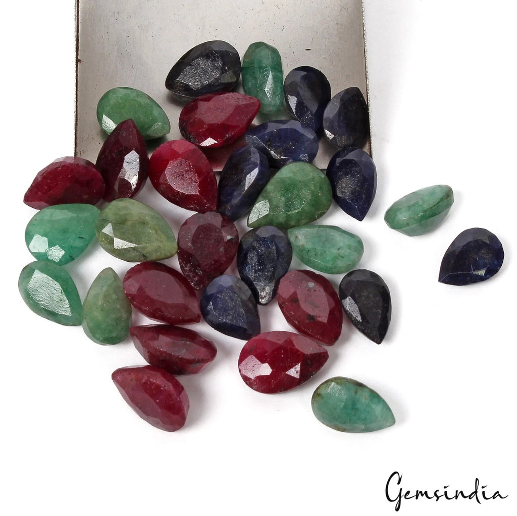 Ruby Lot, Loose Gemstone, Color Enhanced, Multi Color — 30 Pieces, 9mm to 12mm, 106.70 Ct, Brazil