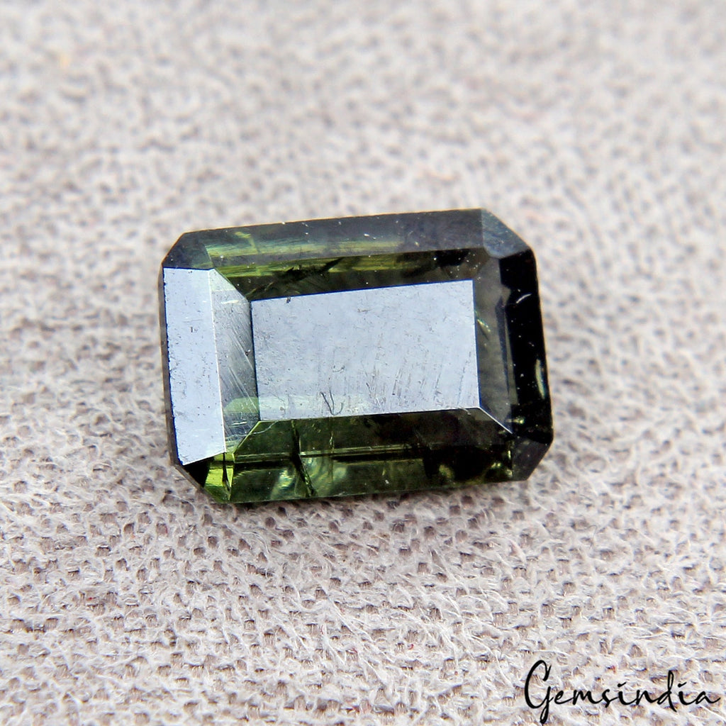 Precious CERTIFIED Tourmaline Emerald Cut 1.60 Ct Natural Green Loose Gemstone.