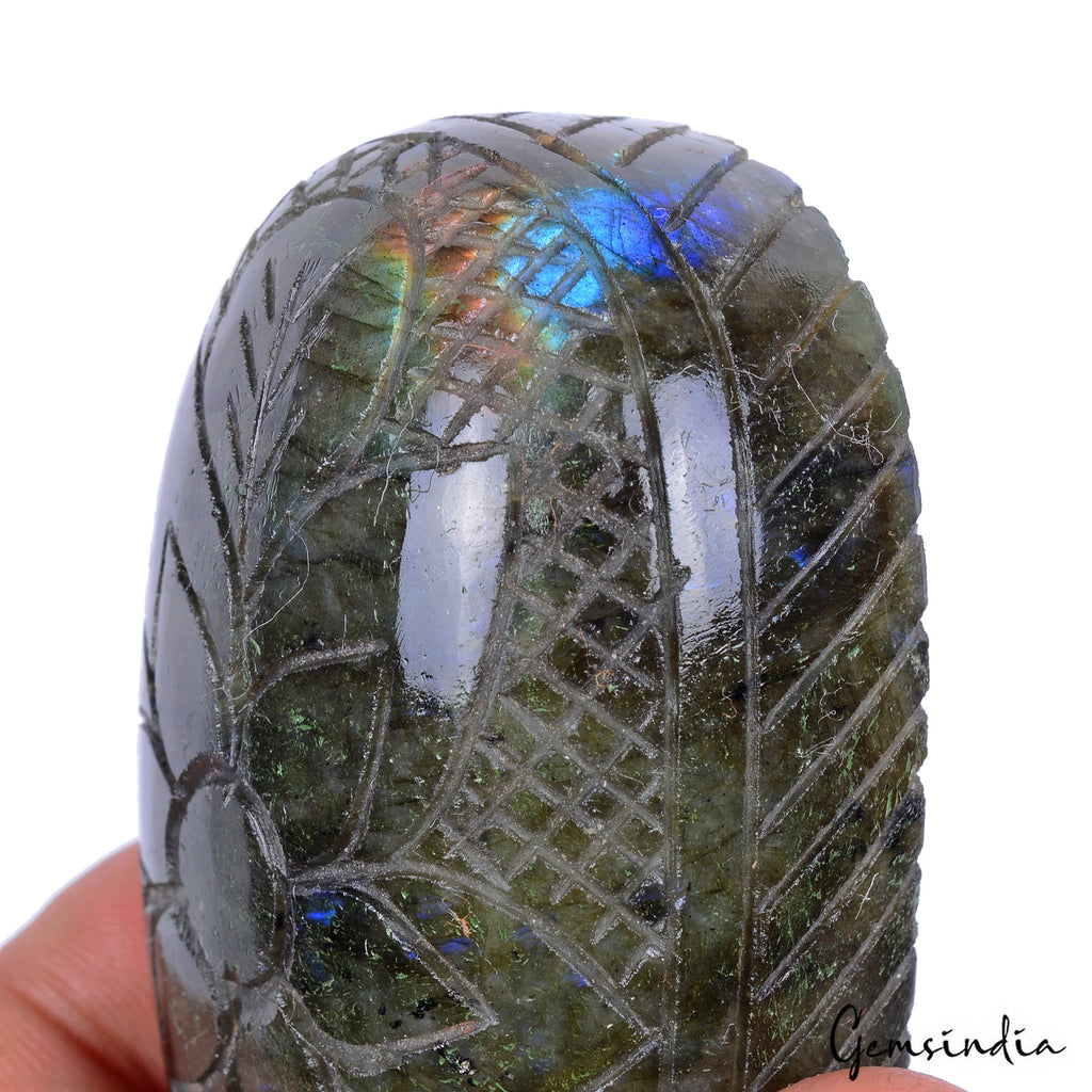 870 Ct Natural Untreated Blue Shine Labradorite Oval Carving Earth Mined Gems