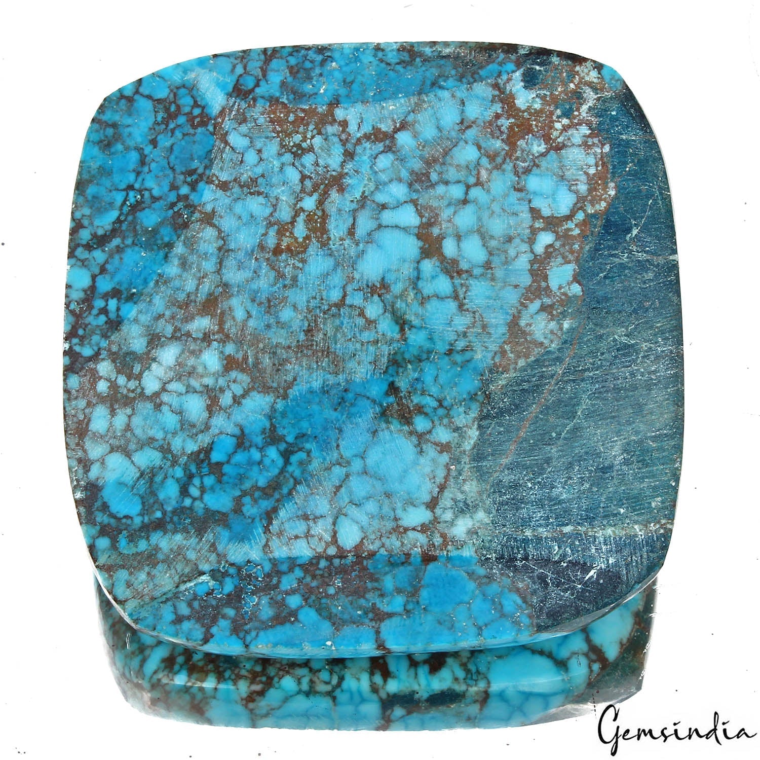 390 Cts Natural Blue Spiderweb USA Arizona Turquoise Cushion Cab Loose Huge Gem